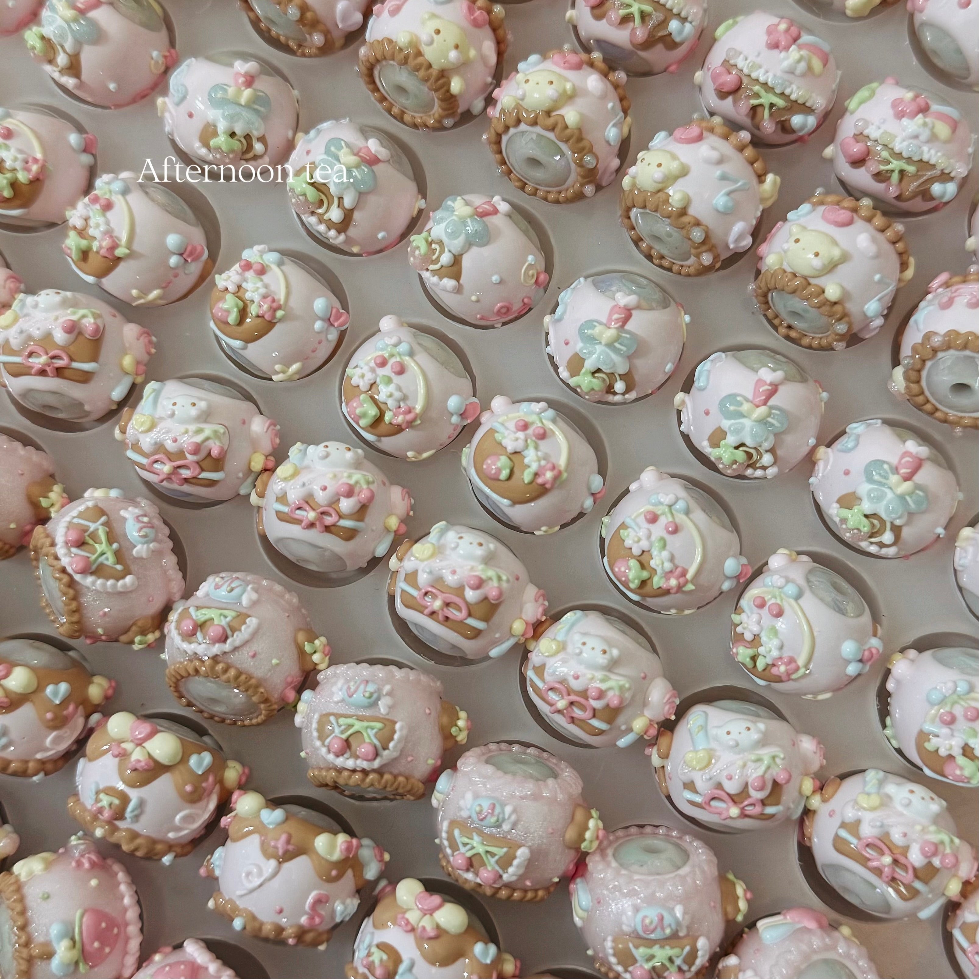 Coffee Pink Hand-Painted Beads