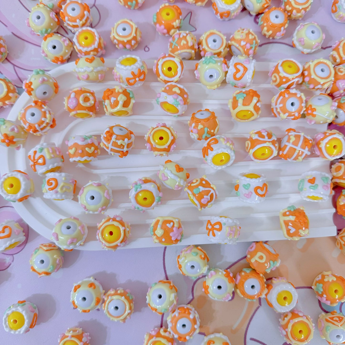 Orange Hand-Painted Bead