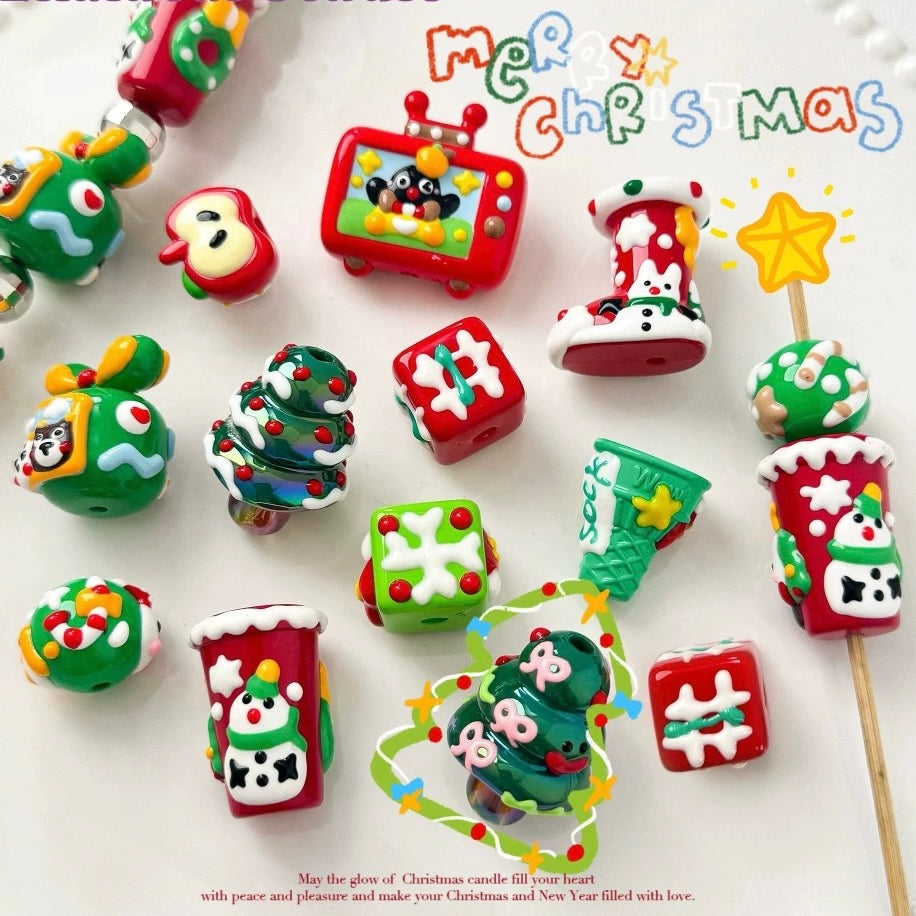 Christmas Hand-Painted Beads