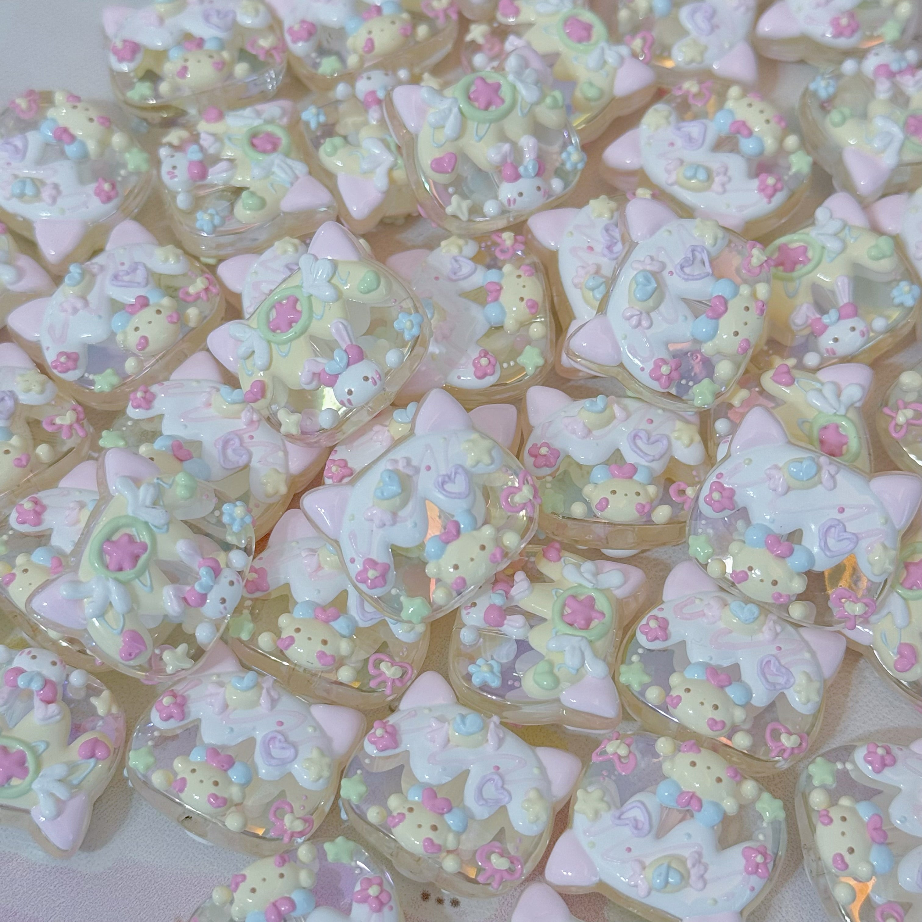 Hand-Painted Alien Cat Head Beads