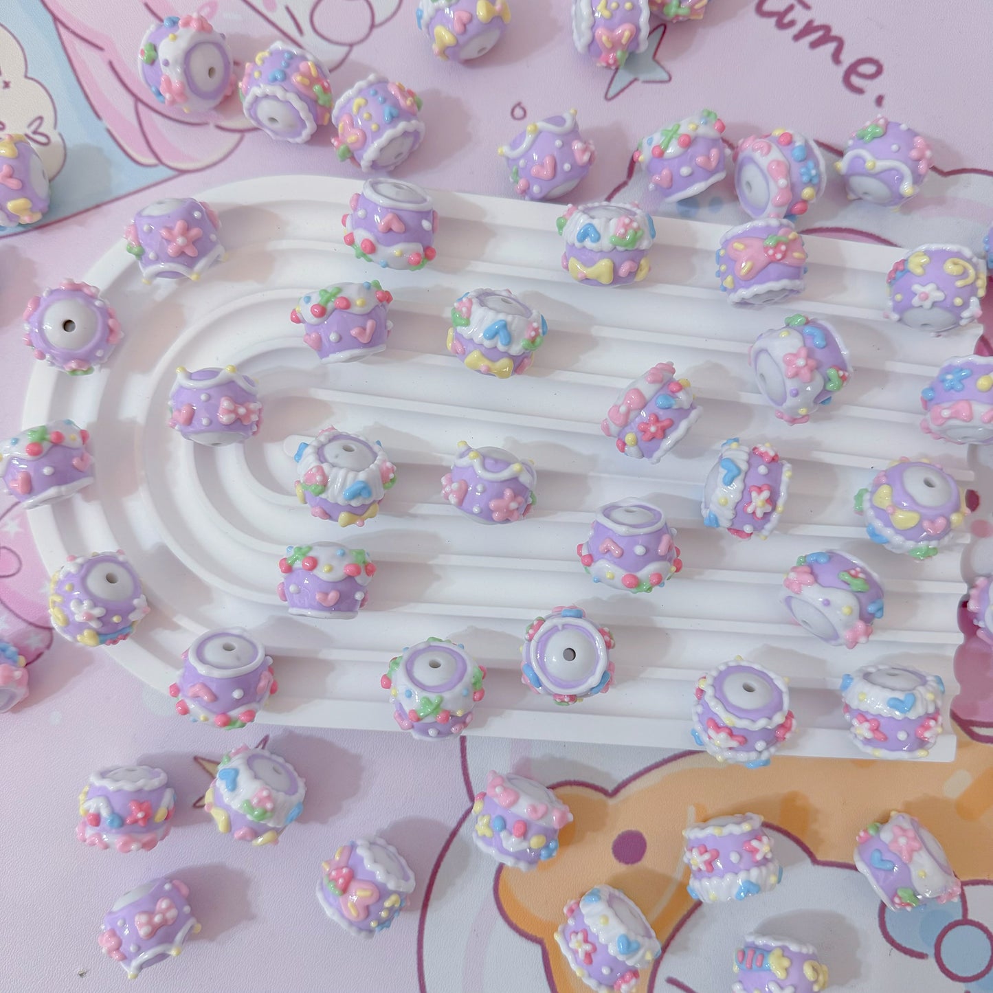 Purple Hand-Painted Beads