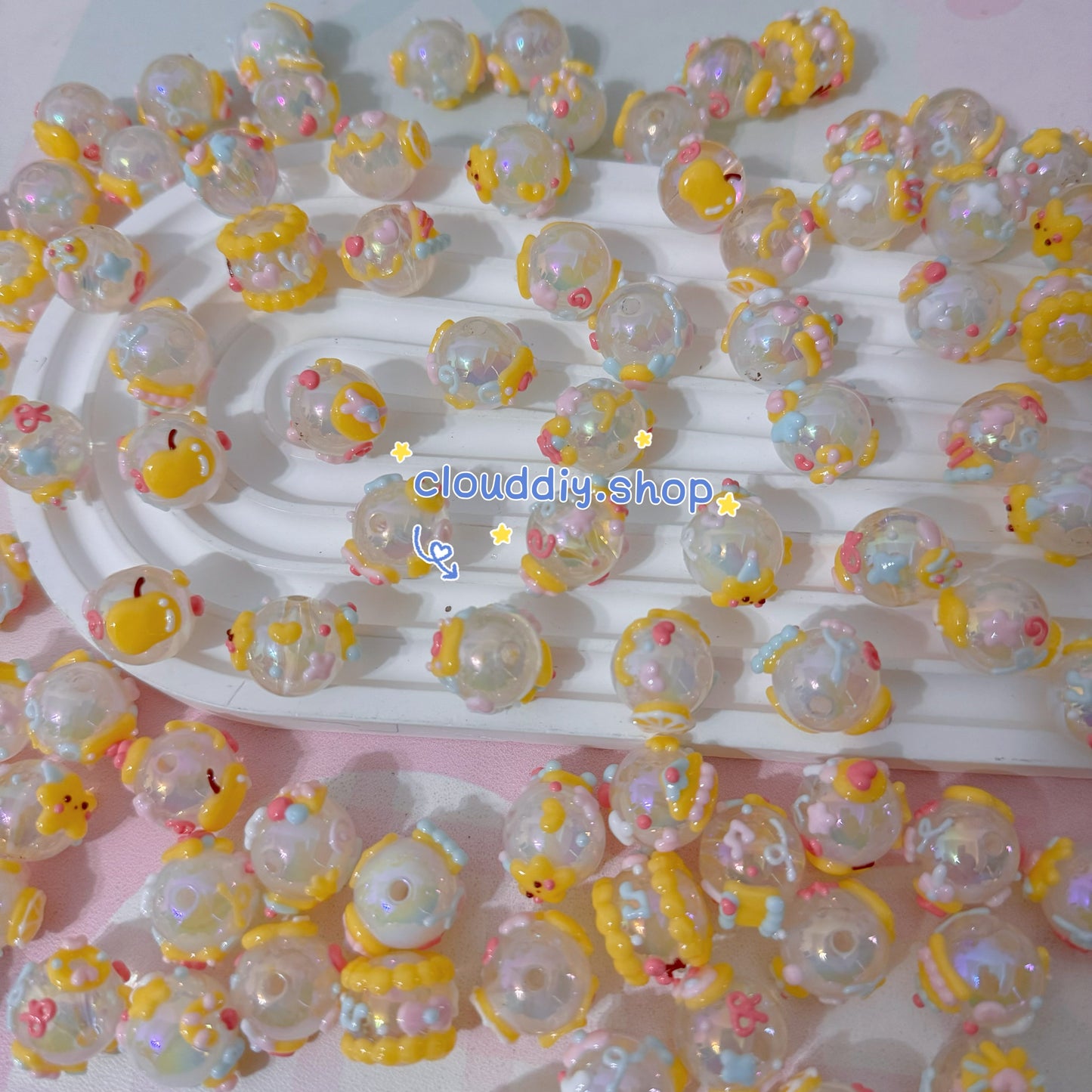 Yellow Color Hand-Painted Beads