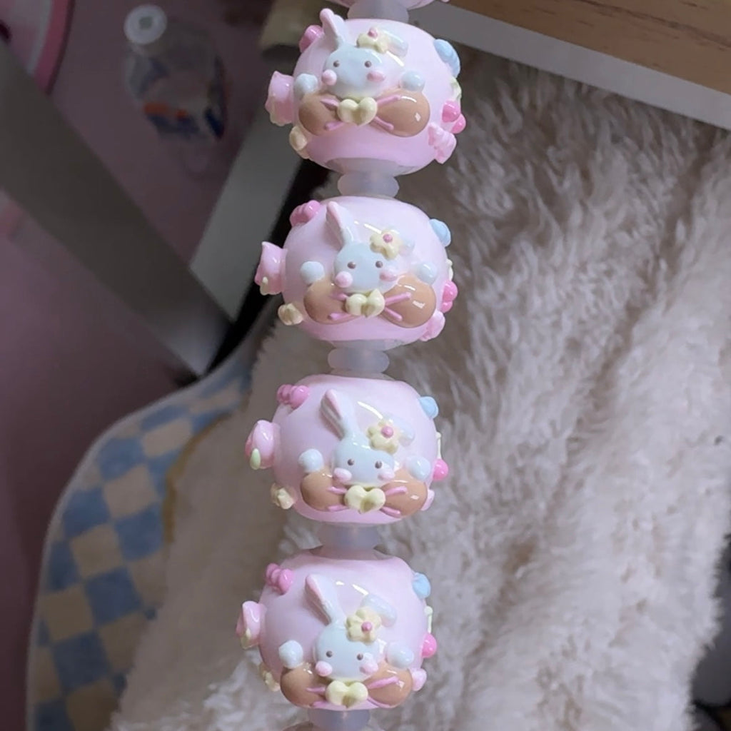 Coffee Pink Hand-Painted Beads