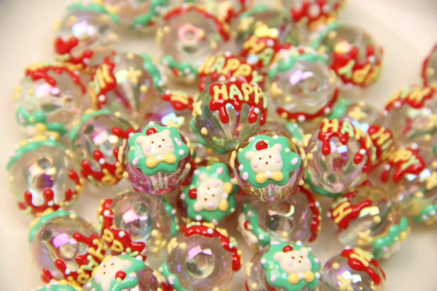 Christmas Hand-Painted Beads