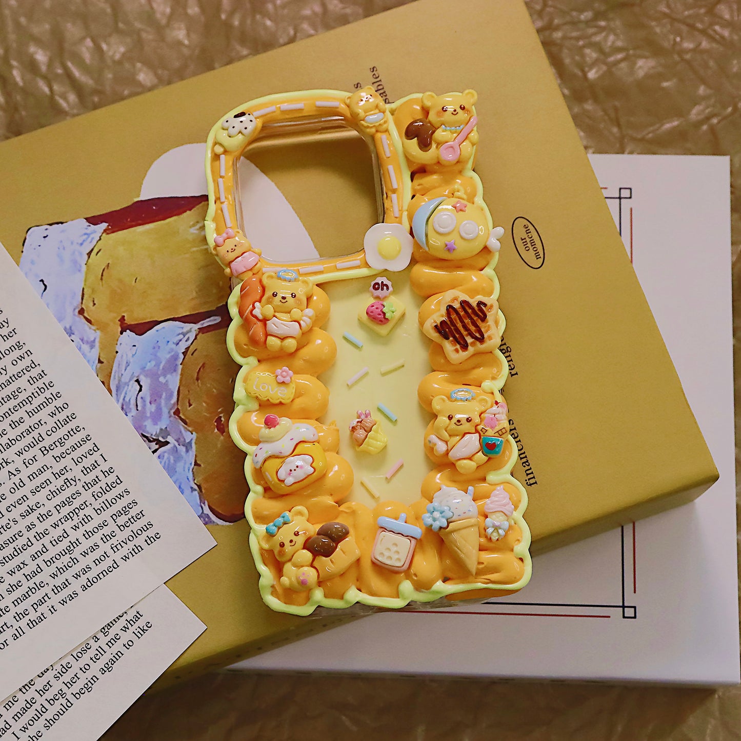 Yellow bear cream rubber mobile phone case