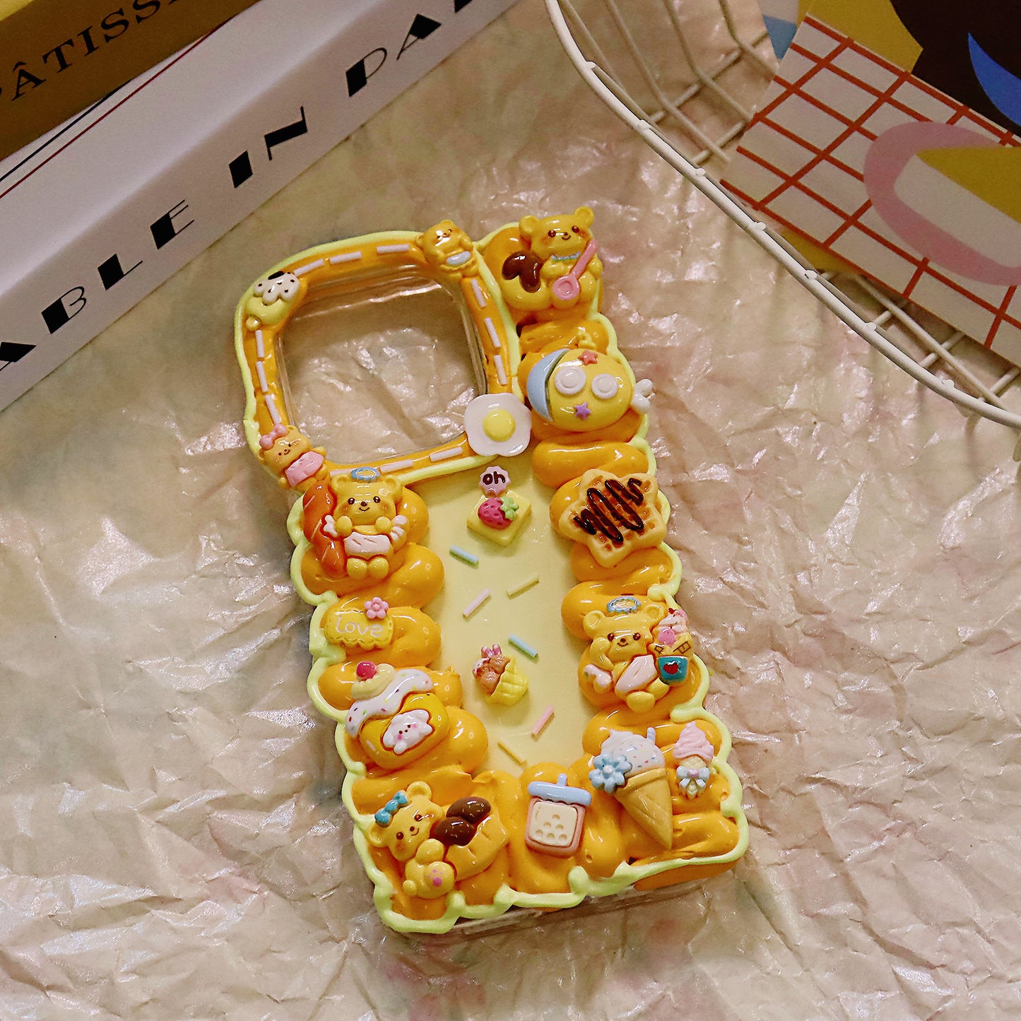 Yellow bear cream rubber mobile phone case