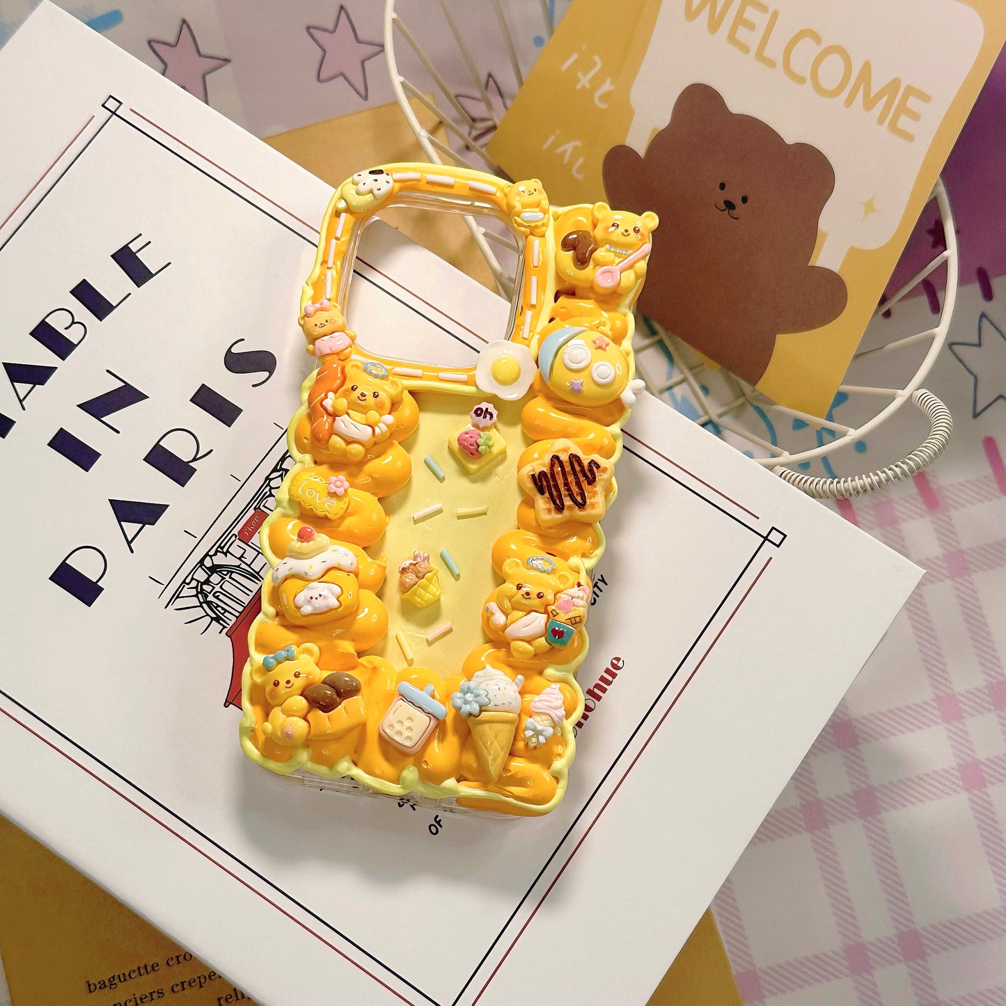 Yellow bear cream rubber mobile phone case