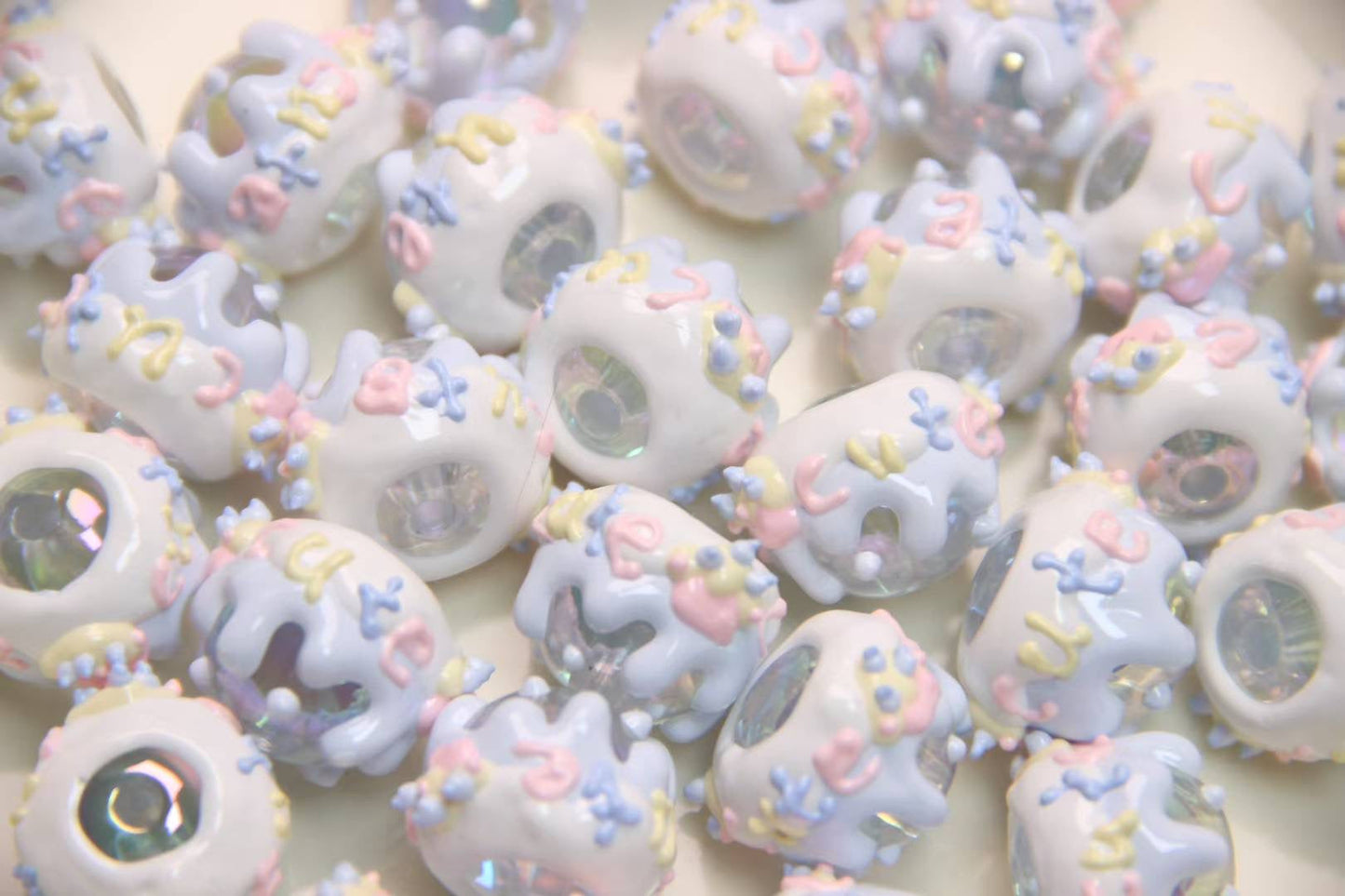 Blue Band-Painted Beads