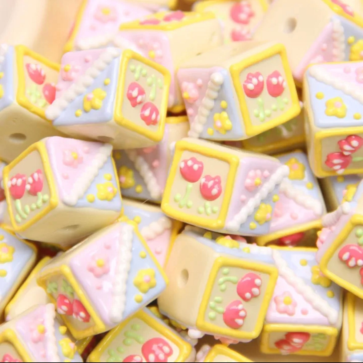 Square Hand-Painted Bead
