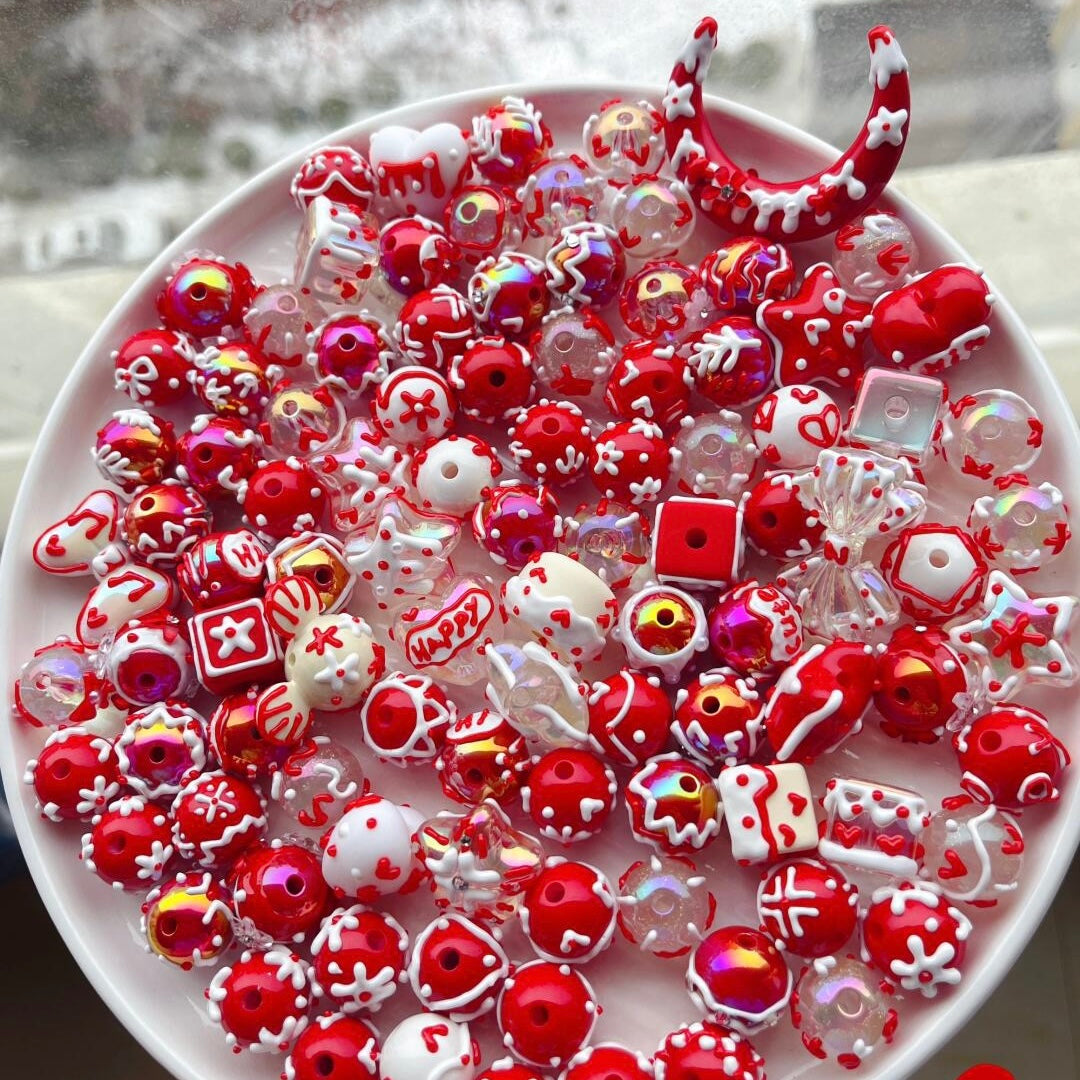 Red Series Hand-Painted Beads