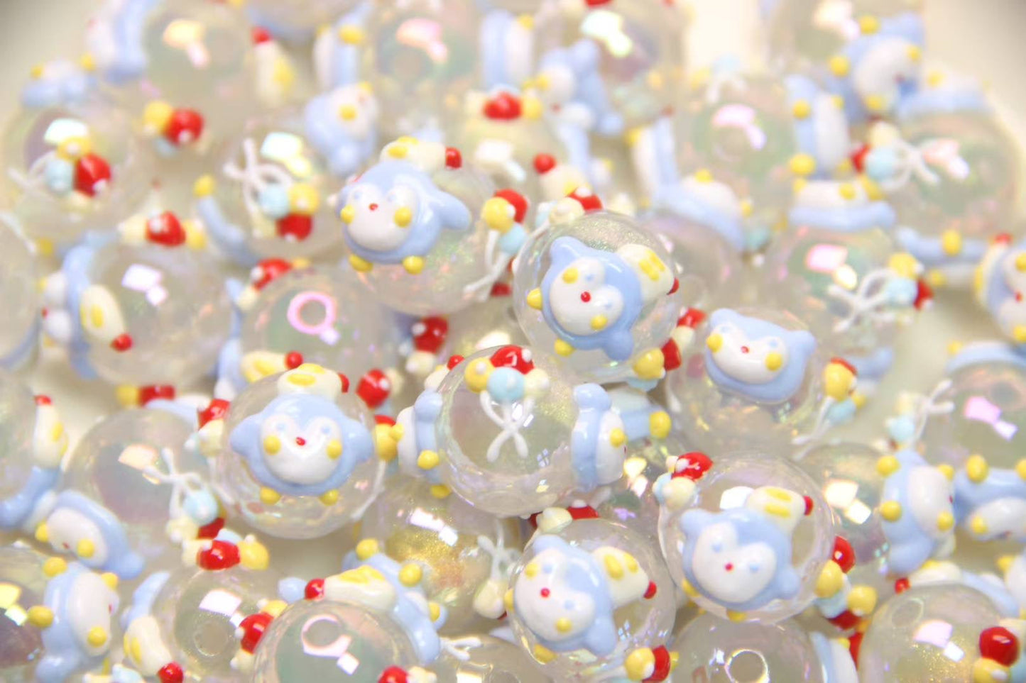 Blue Band-Painted Beads