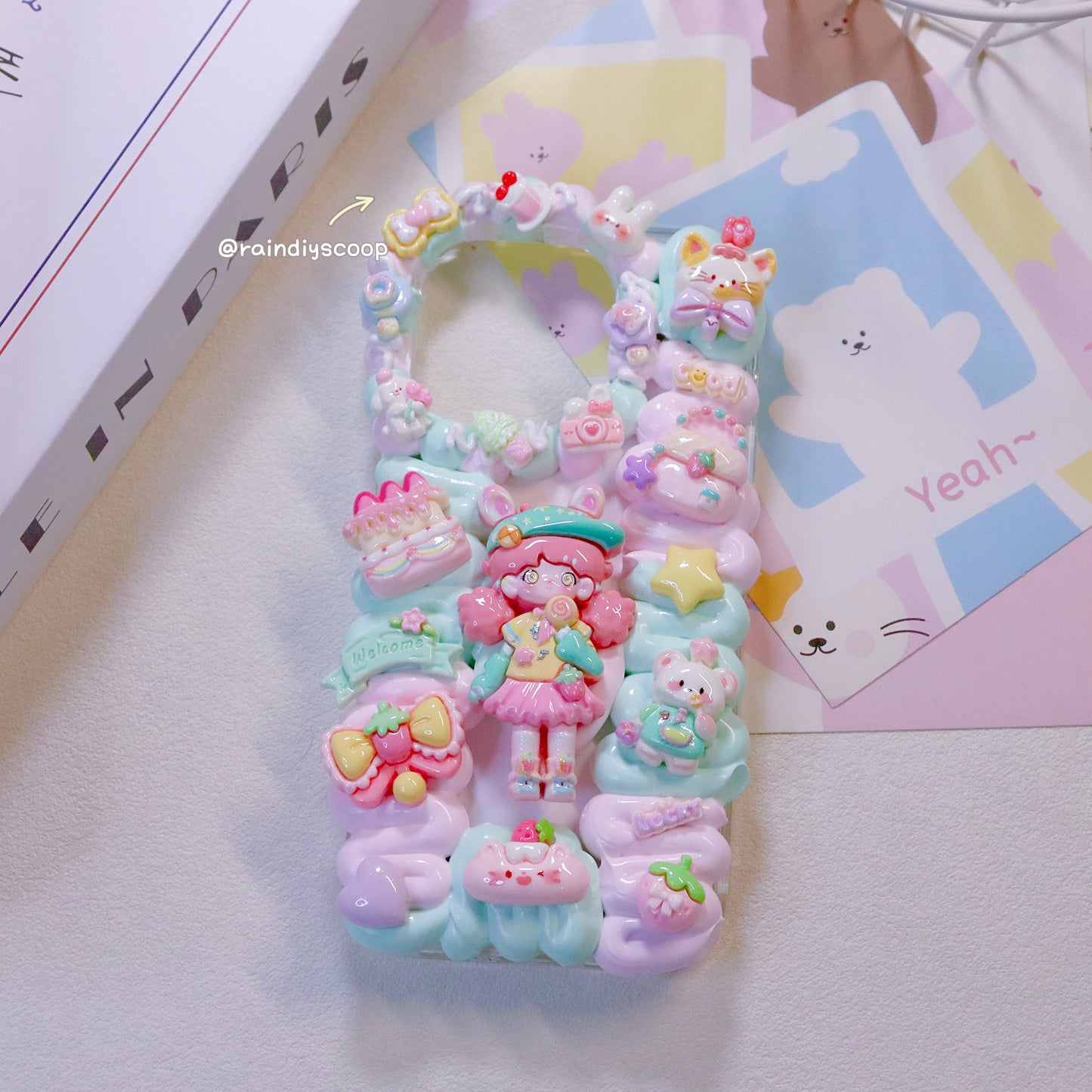 Cute cartoon charm cream glue mobile phone case