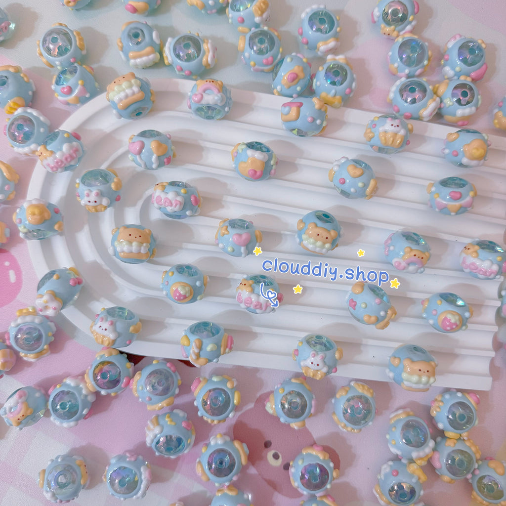 Blue Bear Hand-Painted Beads