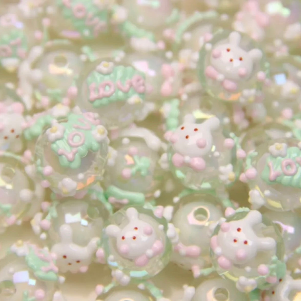 Hand-Painted Rabbit Beads