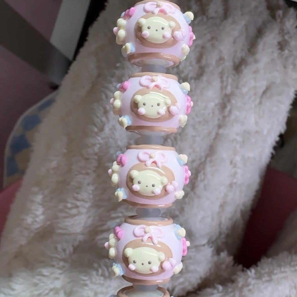 Coffee Pink Hand-Painted Beads