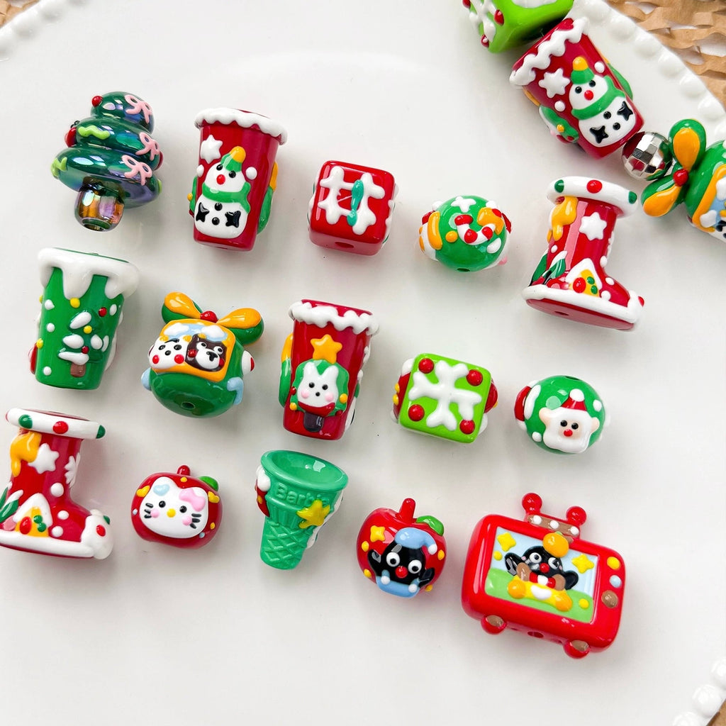 Christmas Hand-Painted Beads