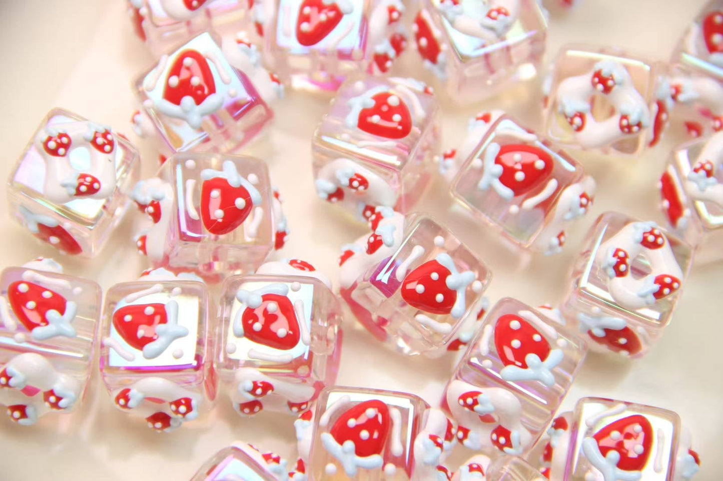 Red Hand-Painted Beads