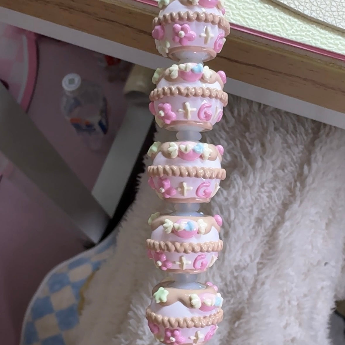 Coffee Pink Hand-Painted Beads