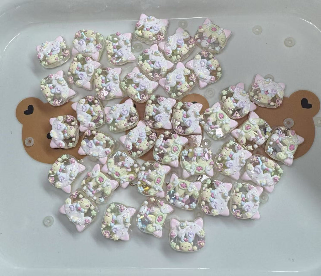 Hand-Painted Alien Cat Head Beads