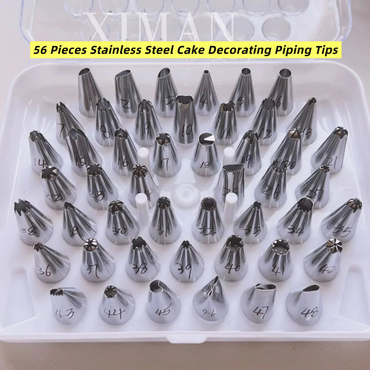 56 Pieces Stainless Steel Cake Decorating Piping Tips