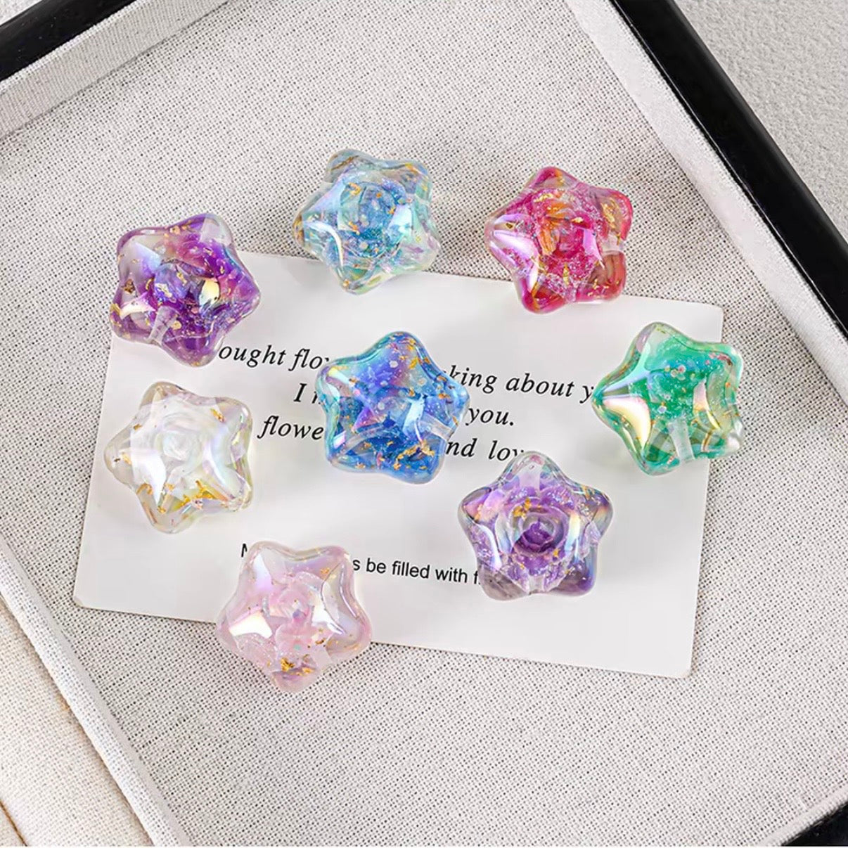 0.79‑Inch Rose Fat Star Beads, Straight Hole