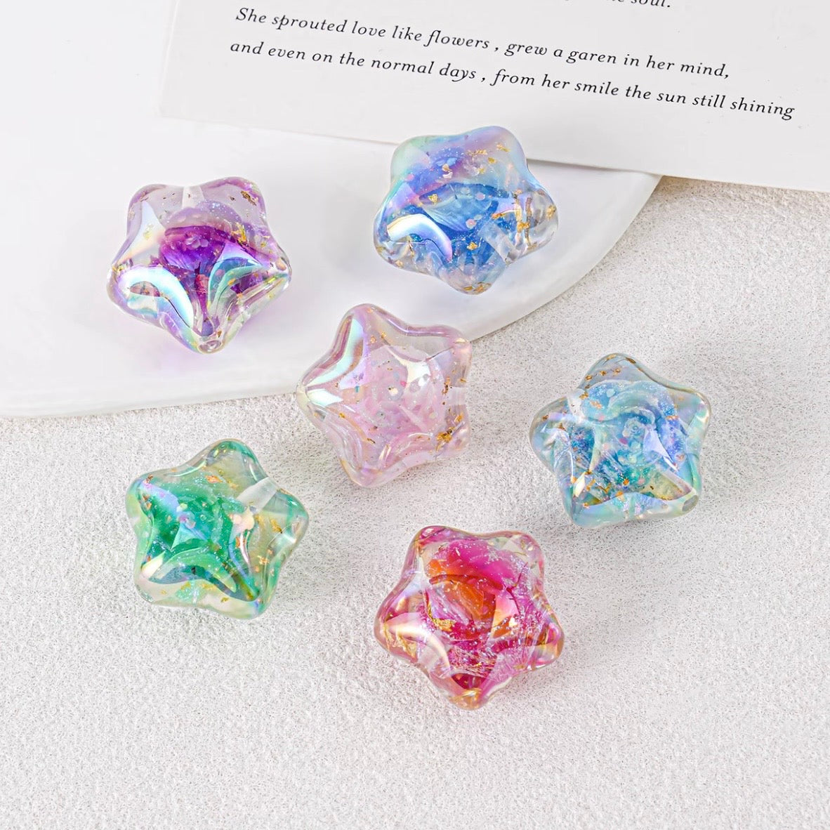 0.79‑Inch Rose Fat Star Beads, Straight Hole