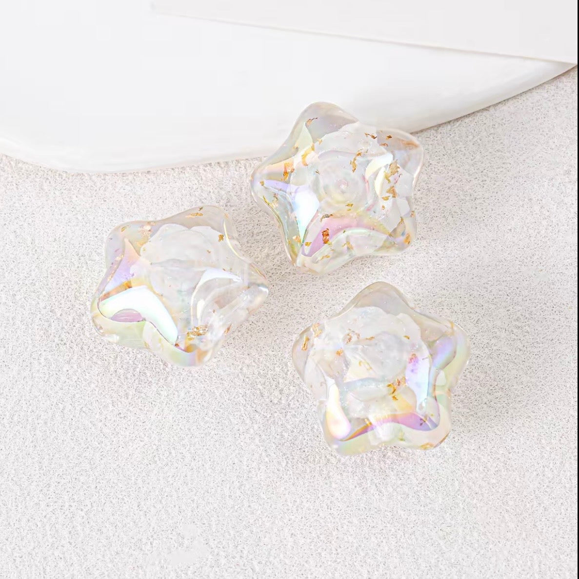 0.79‑Inch Rose Fat Star Beads, Straight Hole
