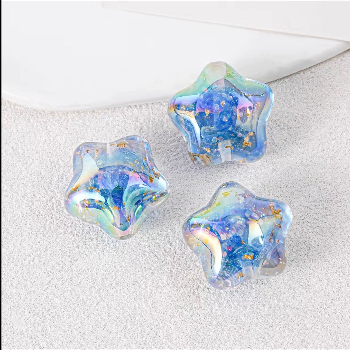 0.79‑Inch Rose Fat Star Beads, Straight Hole