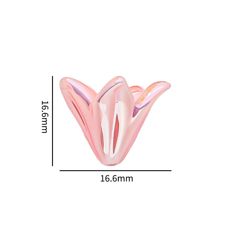 Iridescent‑Plated Straight‑Hole Flower Bead Charms