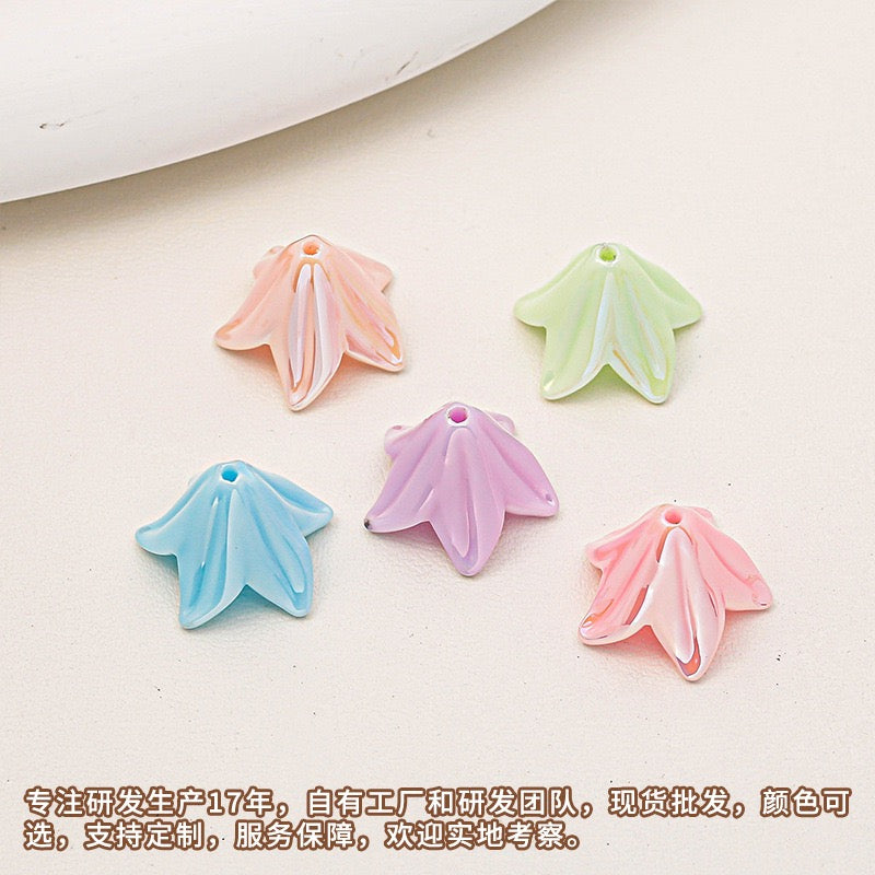 Iridescent‑Plated Straight‑Hole Flower Bead Charms