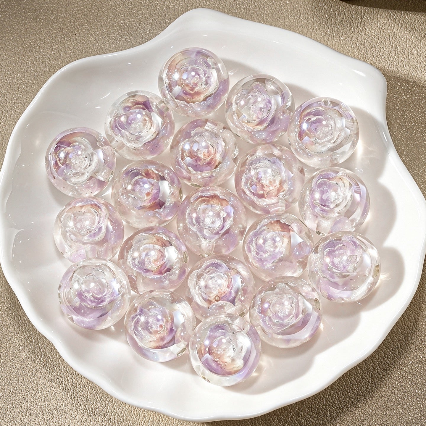 0.6‑inch electroplated flower beads charm