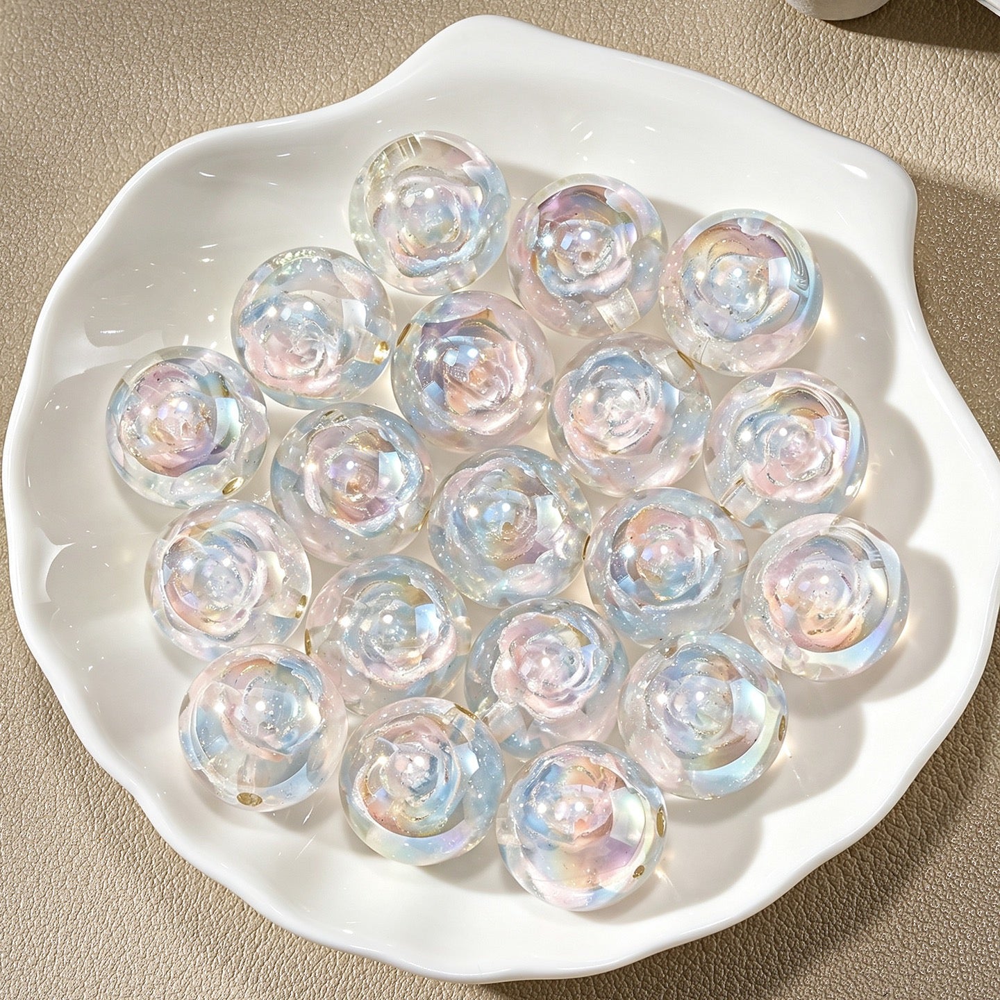 0.6‑inch electroplated flower beads charm