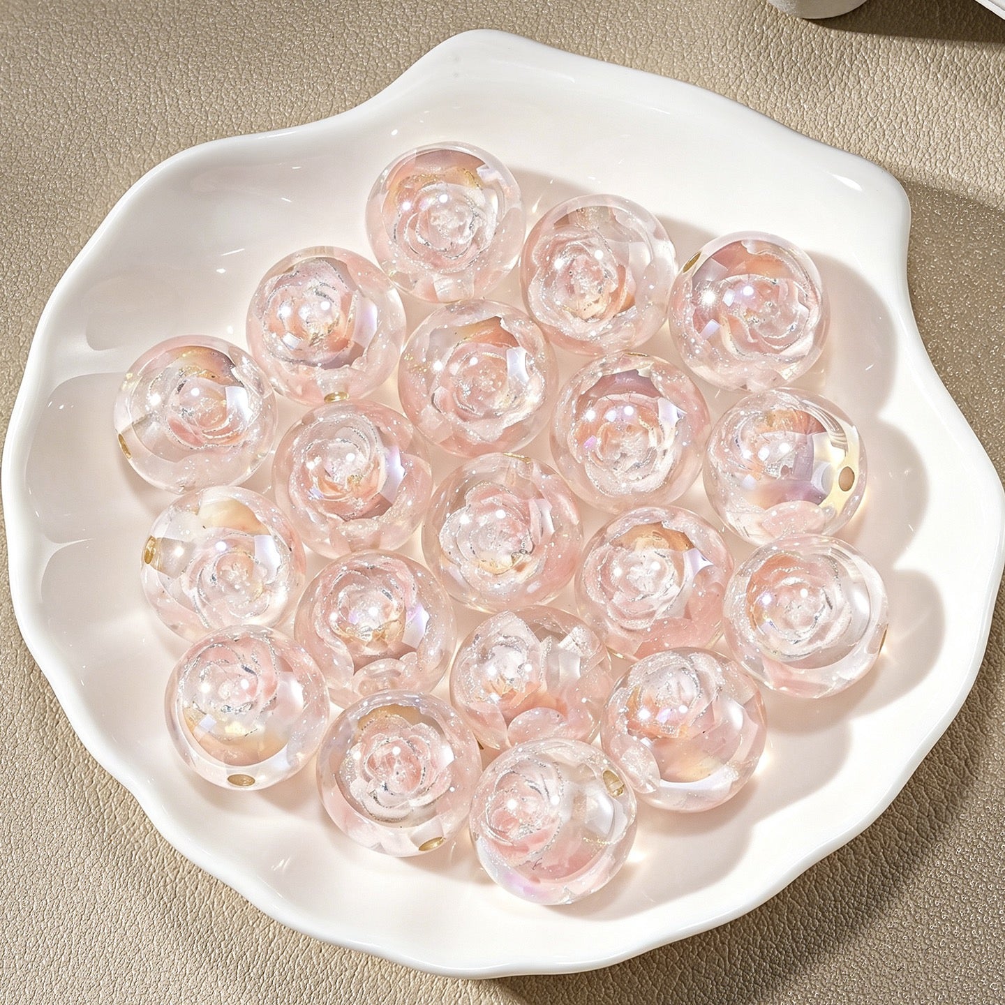 0.6‑inch electroplated flower beads charm