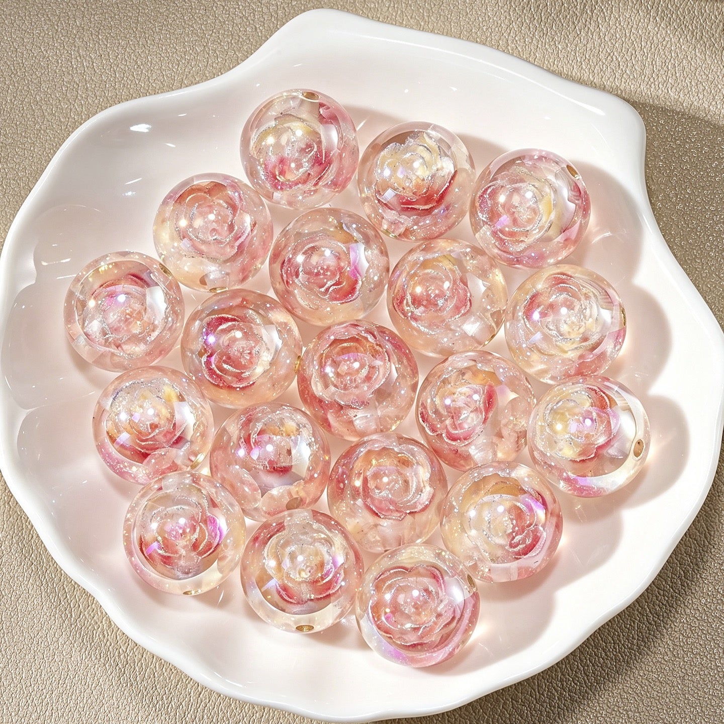 0.6‑inch electroplated flower beads charm
