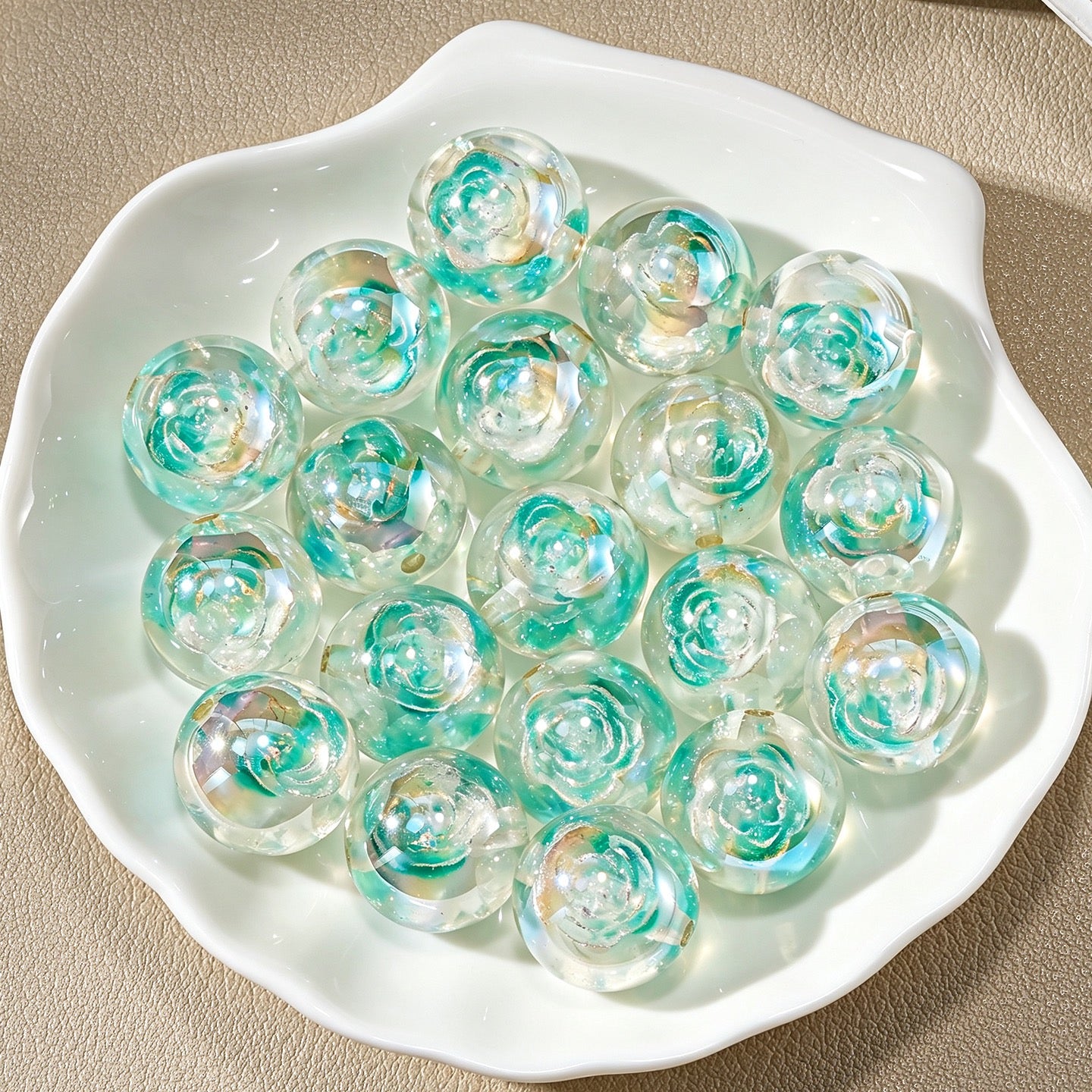 0.6‑inch electroplated flower beads charm