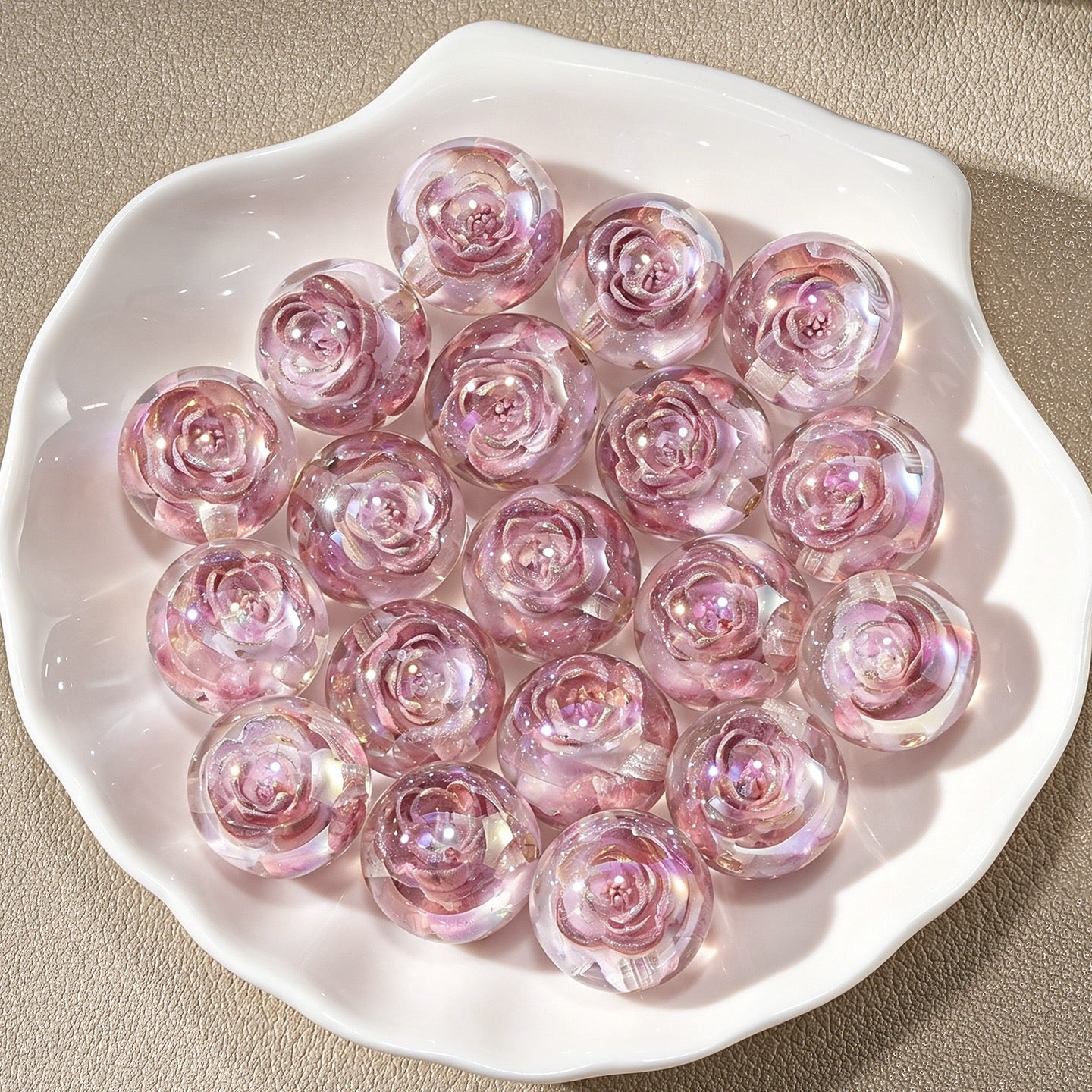 0.6‑inch electroplated flower beads charm