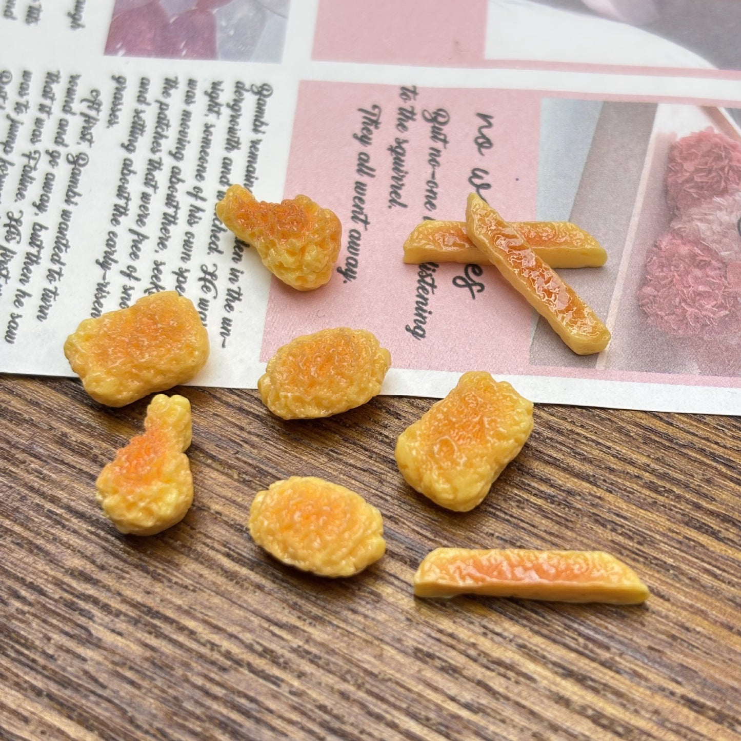 Mini Fried Chicken Nuggets, Fries & Chicken Legs Resin Charms