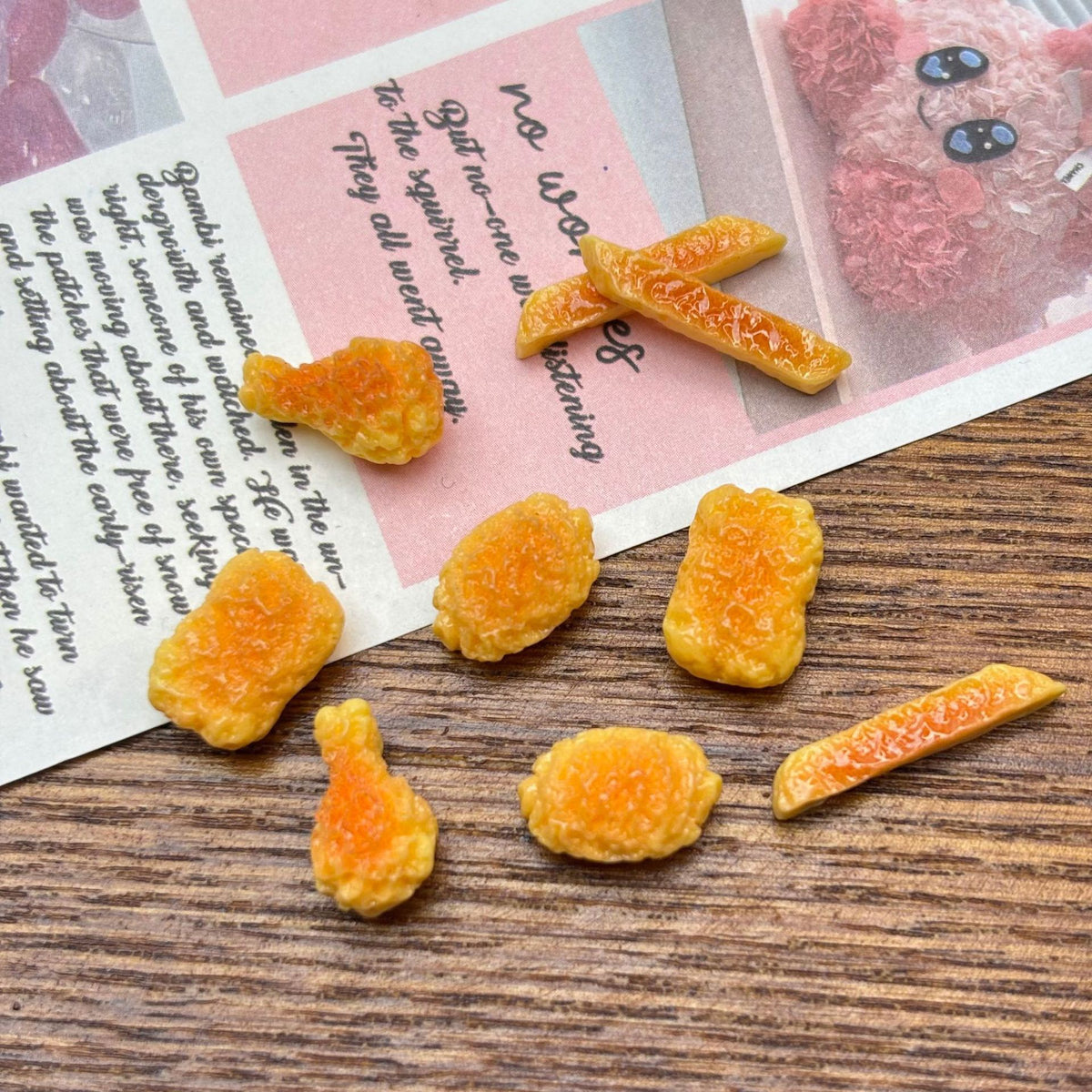 Mini Fried Chicken Nuggets, Fries & Chicken Legs Resin Charms