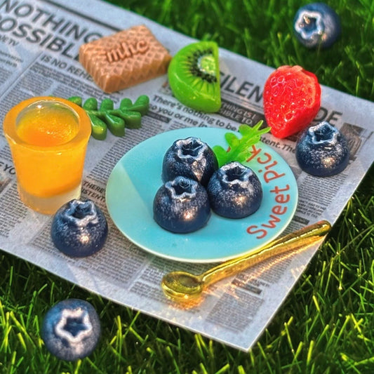 Mini Blueberry Resin Charms | Miniature Food Play Accessories