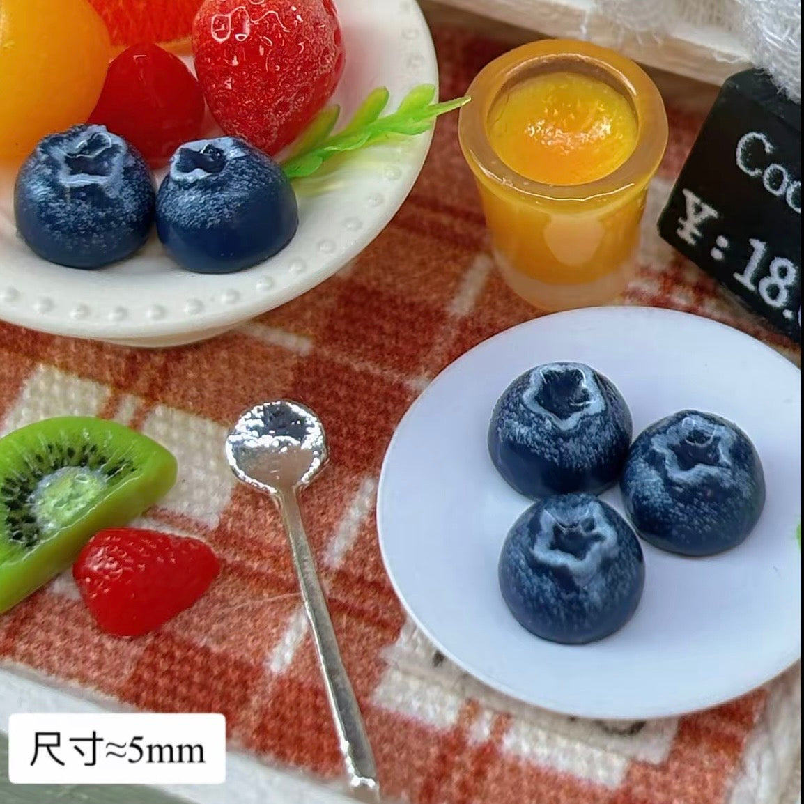 Mini Blueberry Resin Charms | Miniature Food Play Accessories