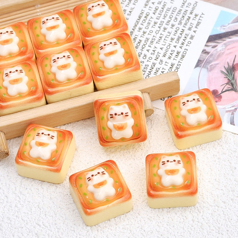 Cat toast resin cartoon