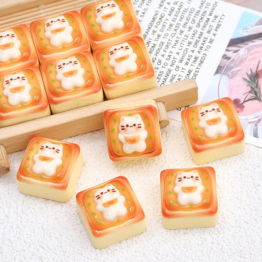 Cat toast resin cartoon