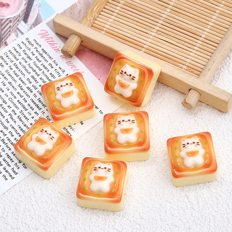 Cat toast resin cartoon