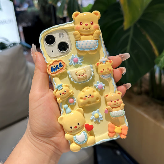Bear cream rubber mobile phone case