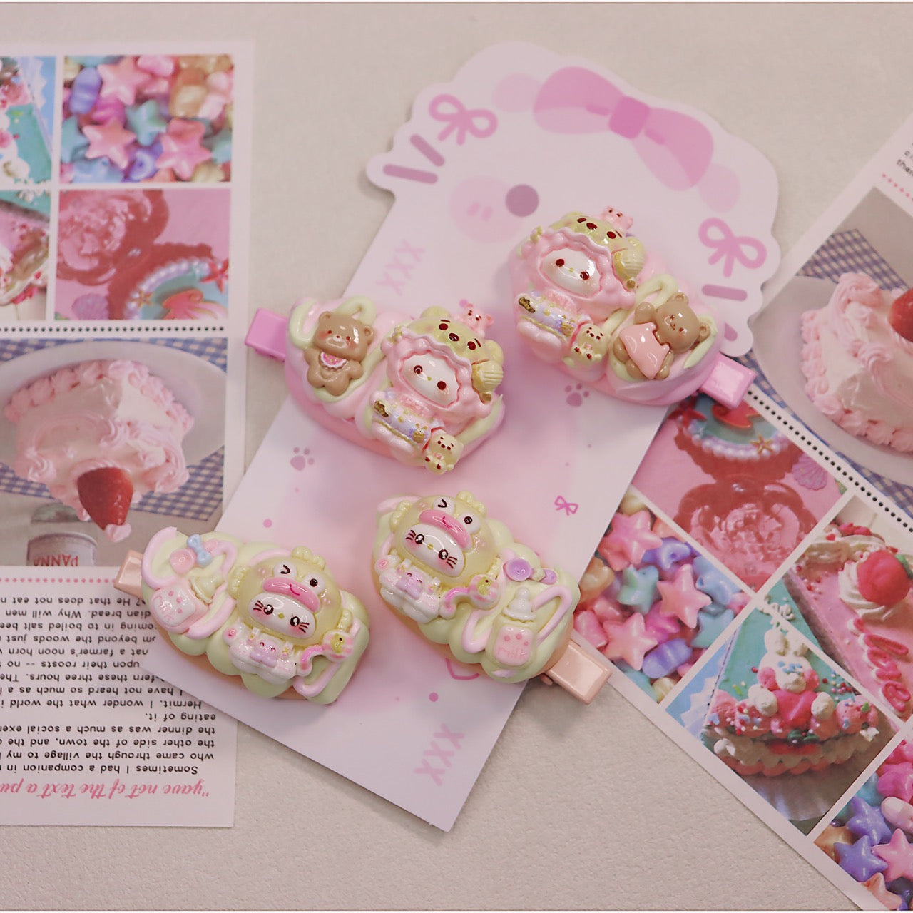 Collection of multi-style cream glue hairpins