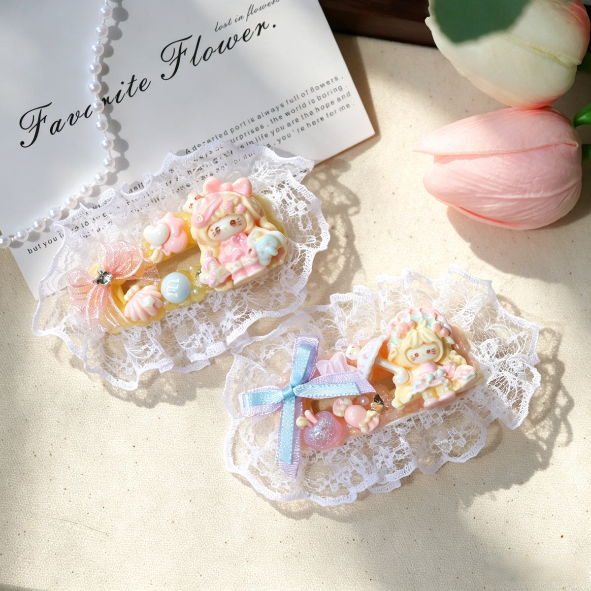 Lace trim hair clip