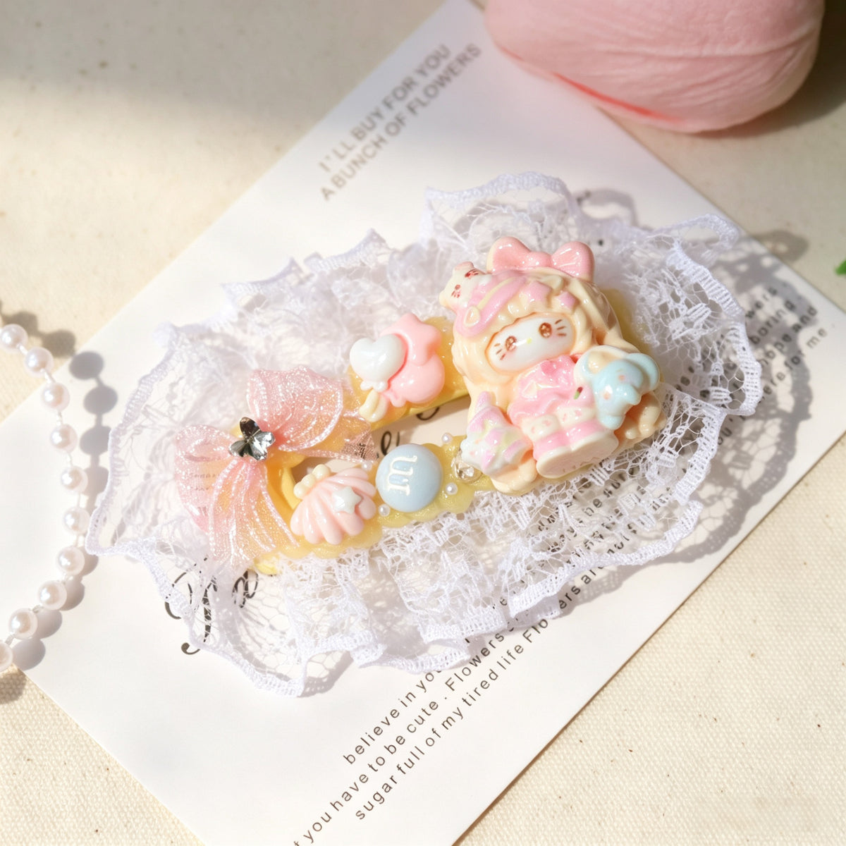 Lace trim hair clip