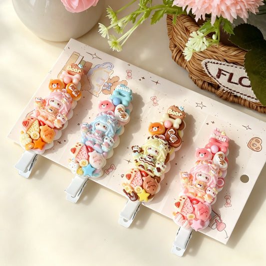4-Piece Cream Hair Clip Set