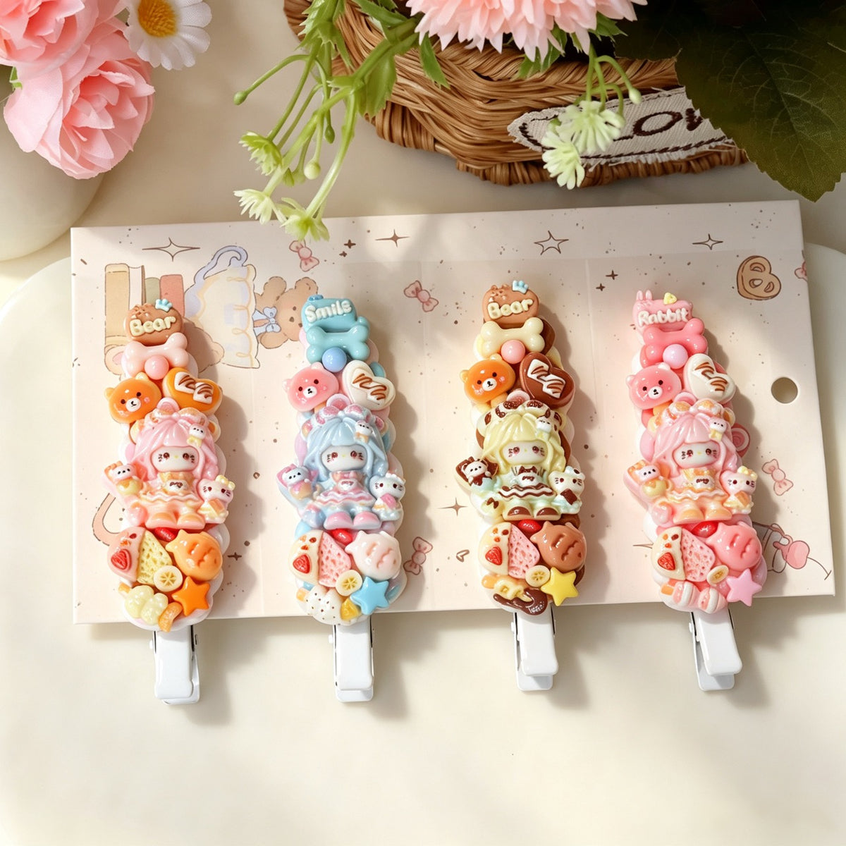 4-Piece Cream Hair Clip Set