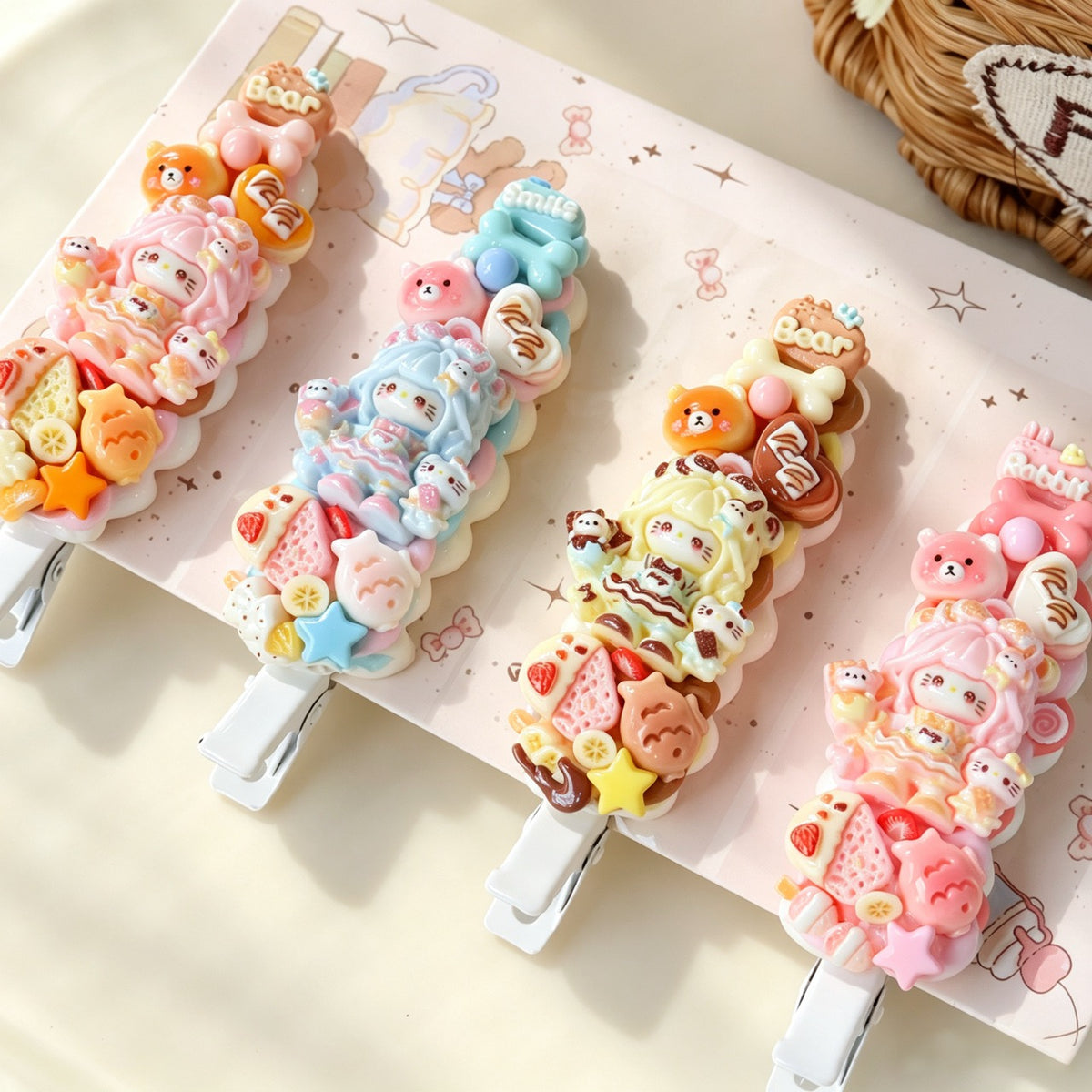 4-Piece Cream Hair Clip Set